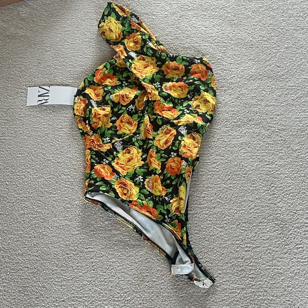 Zara Black Floral Swimsuit